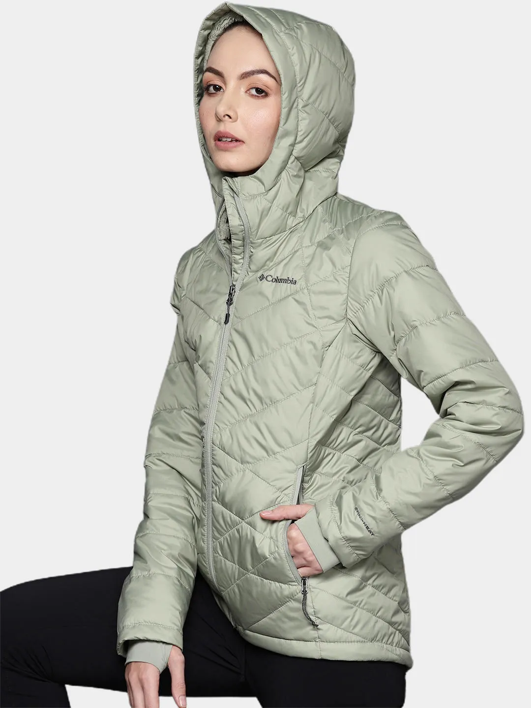 Columbia Women Green Omni-Heat Reflective Heavenly Hooded Jacket