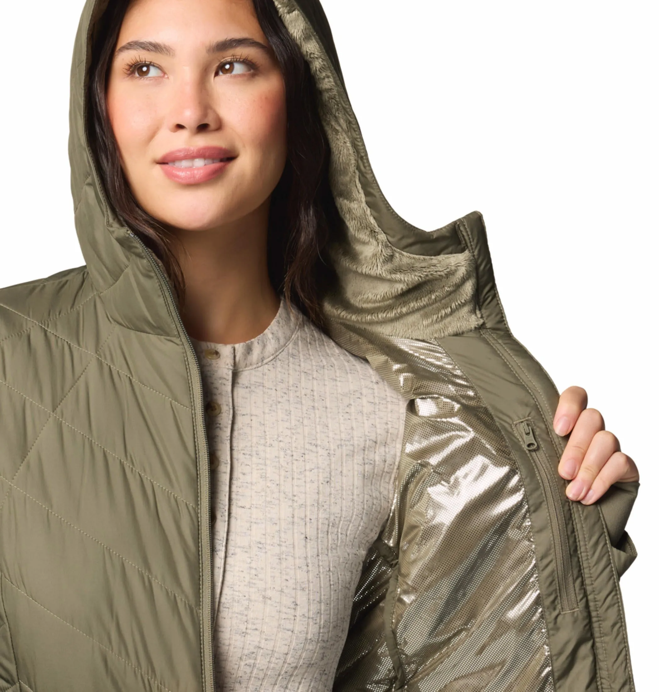 Columbia Women Green Omni-Heat Reflective Heavenly Hooded Jacket