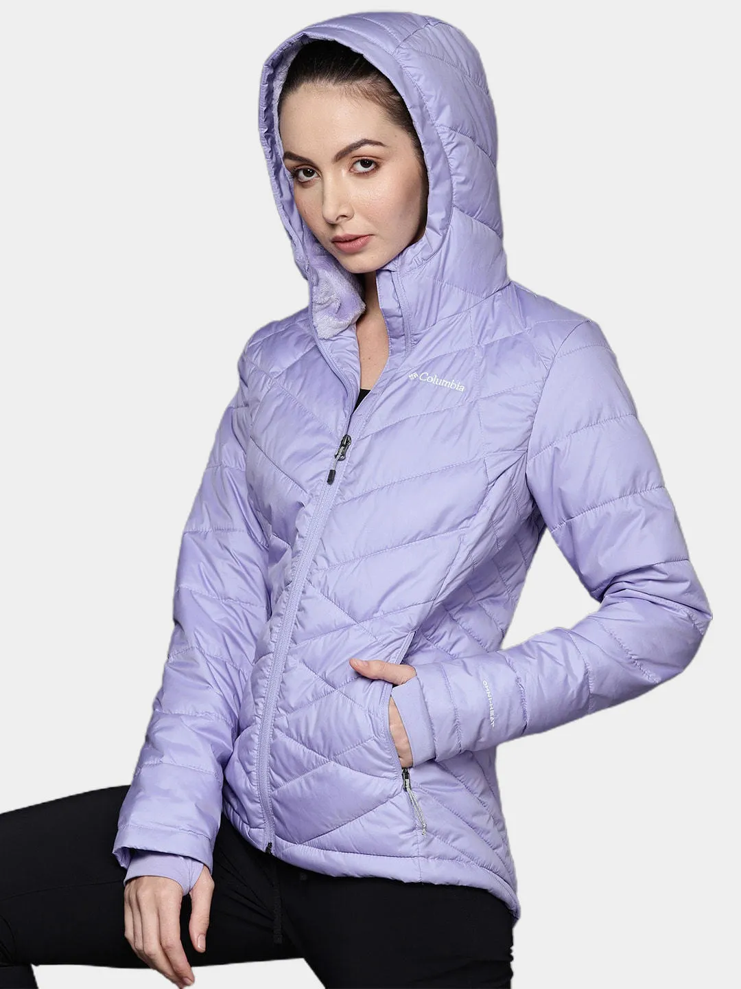 Columbia Women Purple Omni-Heat Reflective Heavenly Hooded Jacket