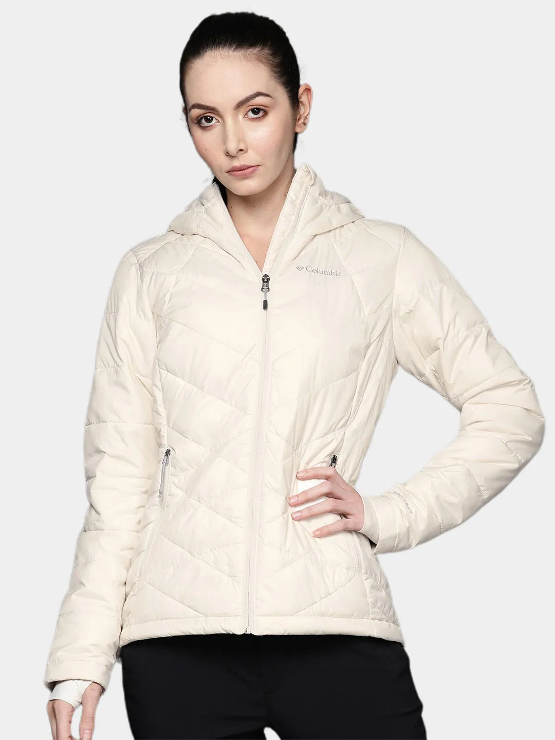 Columbia Women White Omni-Heat Reflective Heavenly Hooded Jacket