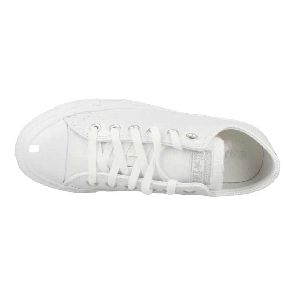 Converse Chuck Taylor All Star OX Kids' White Leather Shiny Sneakers