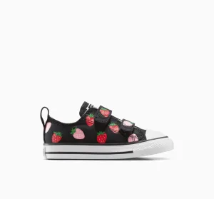 CONVERSE KID'S CHUCK TAYLOR ALL-STAR STRAWBERRY HOOK N' LOOP BLACK/PINK SNEAKER SHOES