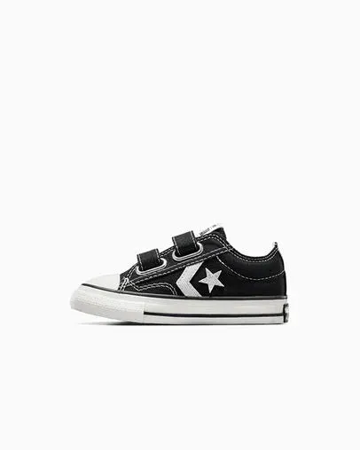 CONVERSE KID'S STAR PLAYER 76 HOOK N' LOOP BLACK/WHITE SNEAKER SHOES