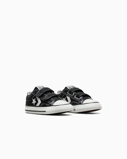 CONVERSE KID'S STAR PLAYER 76 HOOK N' LOOP BLACK/WHITE SNEAKER SHOES