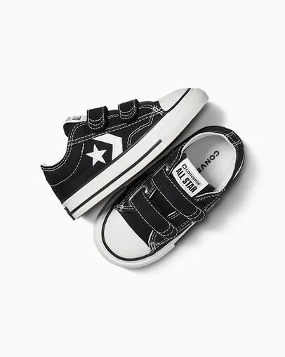 CONVERSE KID'S STAR PLAYER 76 HOOK N' LOOP BLACK/WHITE SNEAKER SHOES