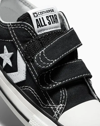 CONVERSE KID'S STAR PLAYER 76 HOOK N' LOOP BLACK/WHITE SNEAKER SHOES