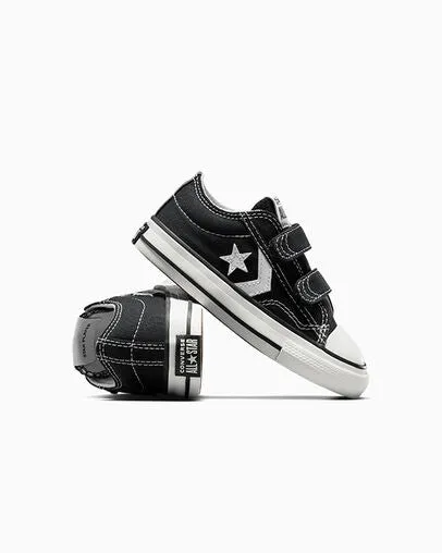 CONVERSE KID'S STAR PLAYER 76 HOOK N' LOOP BLACK/WHITE SNEAKER SHOES