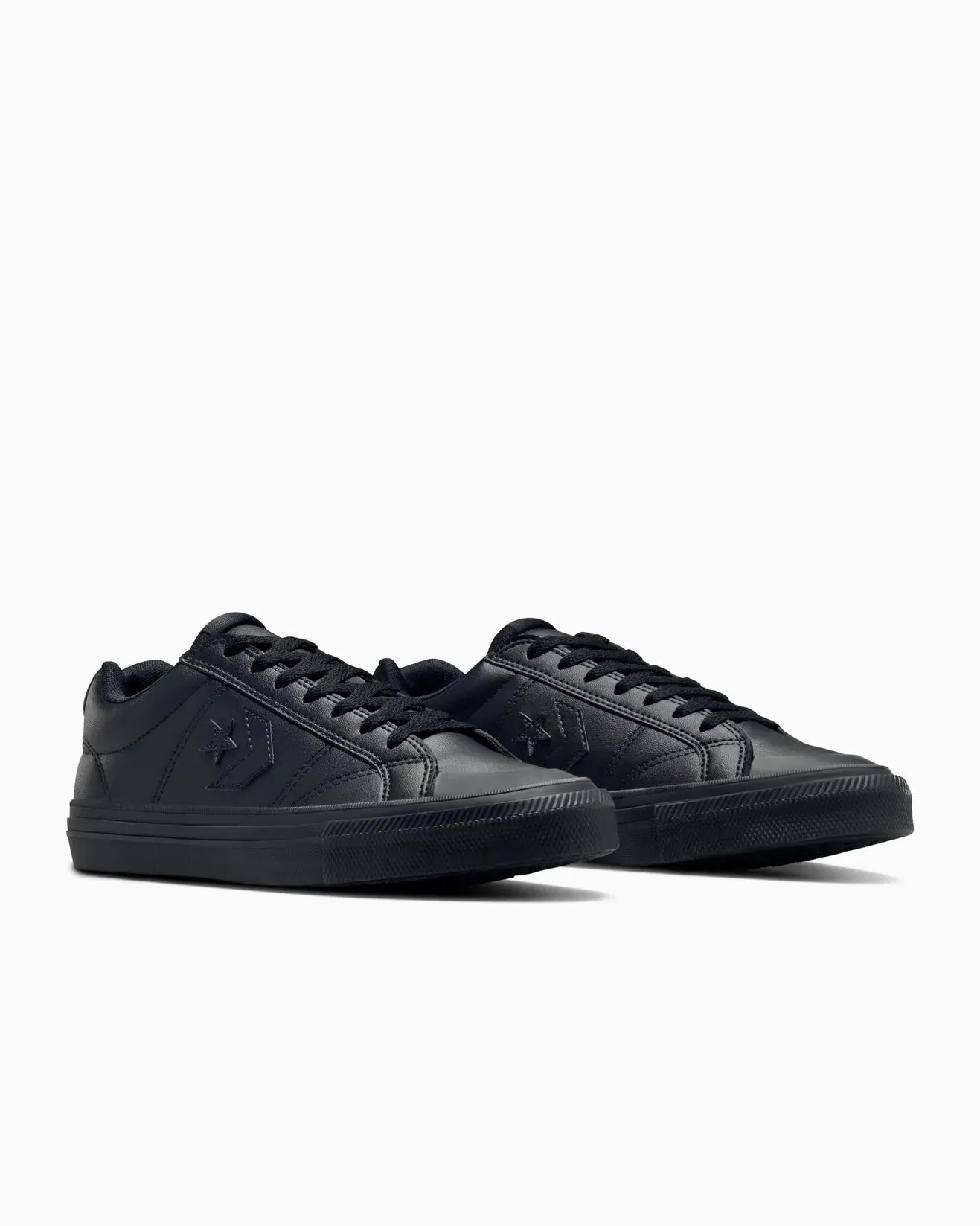 CONVERSE UNISEX SPORT CASUAL FAUX LEATHER LOW TOP BLACK MONO BLACK SHOES