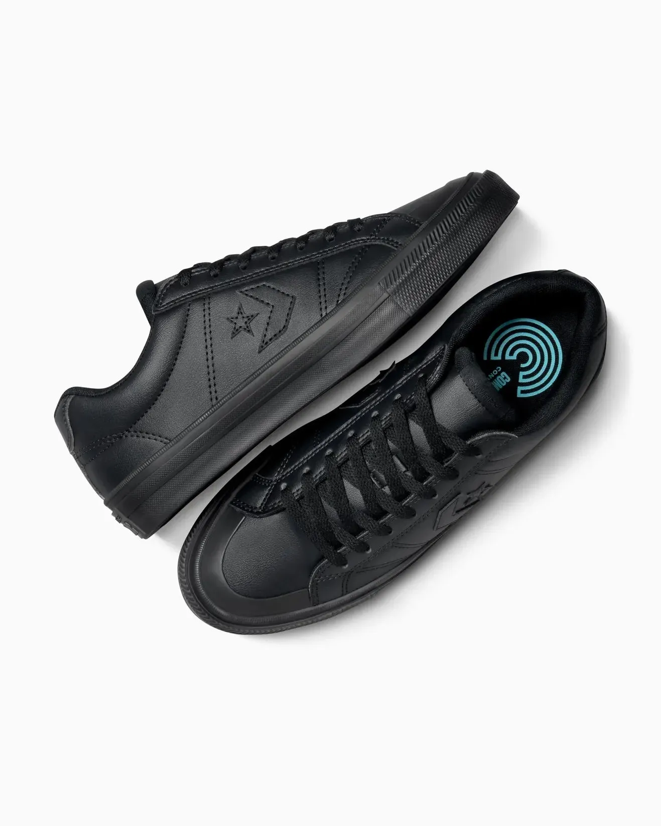 CONVERSE UNISEX SPORT CASUAL FAUX LEATHER LOW TOP BLACK MONO BLACK SHOES