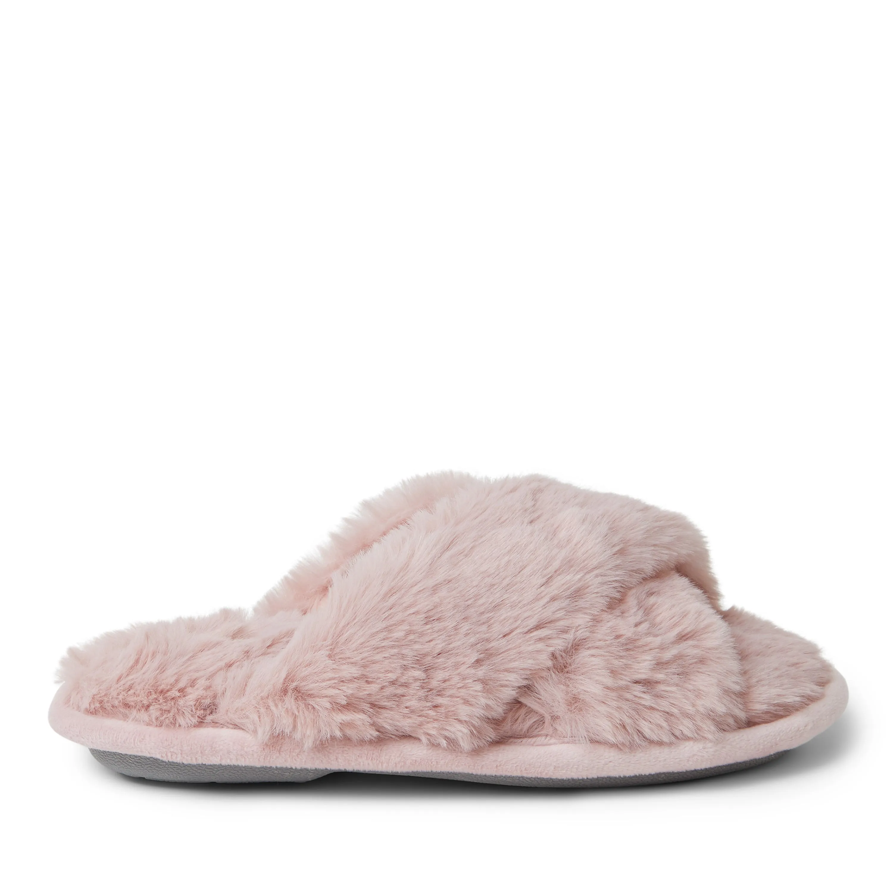 Dearfoams Kid's Jess Furry Crossband Slide Slippers