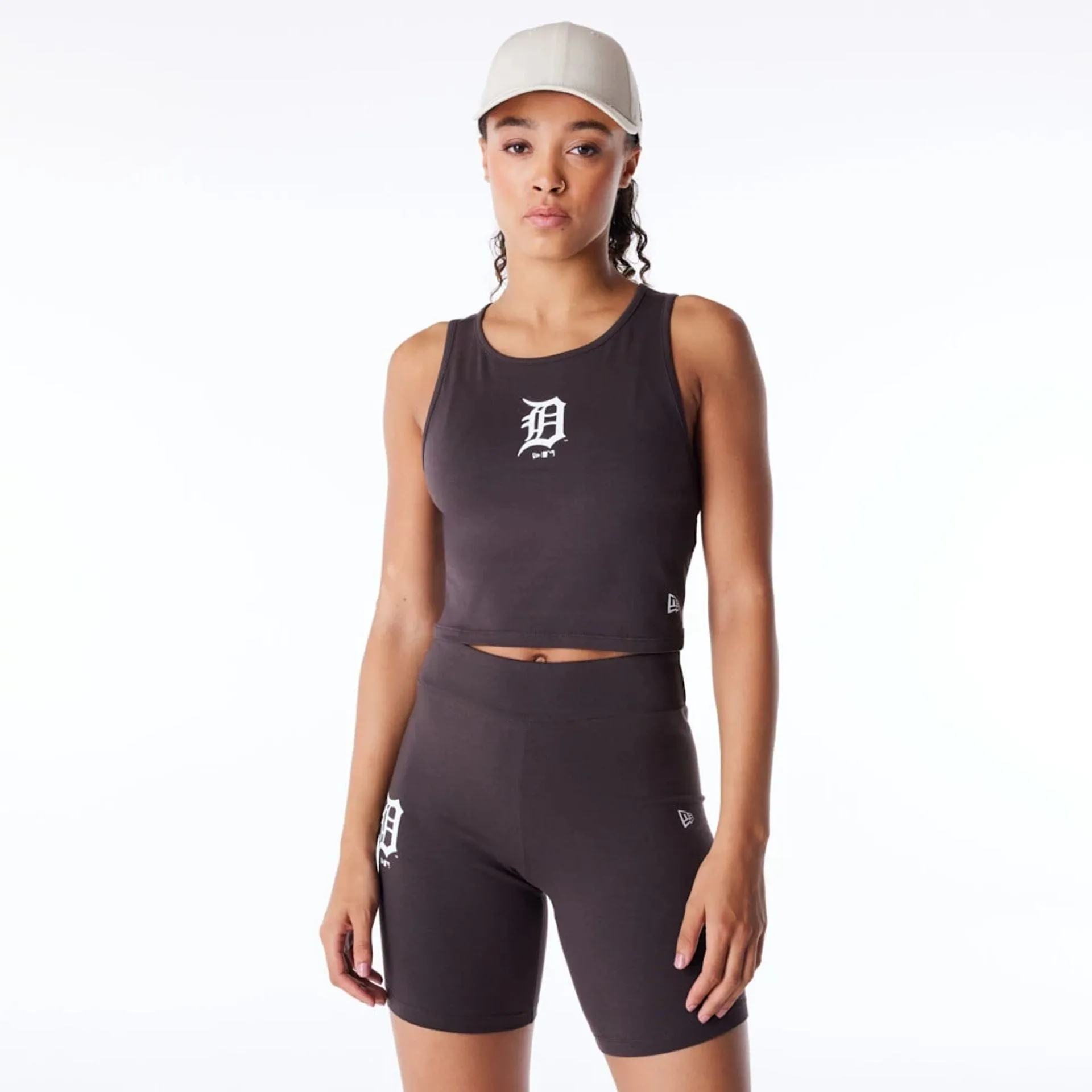 Detroit Tigers Womens MLB League Essential Dark Brown Crop Tank Top NEW ERA