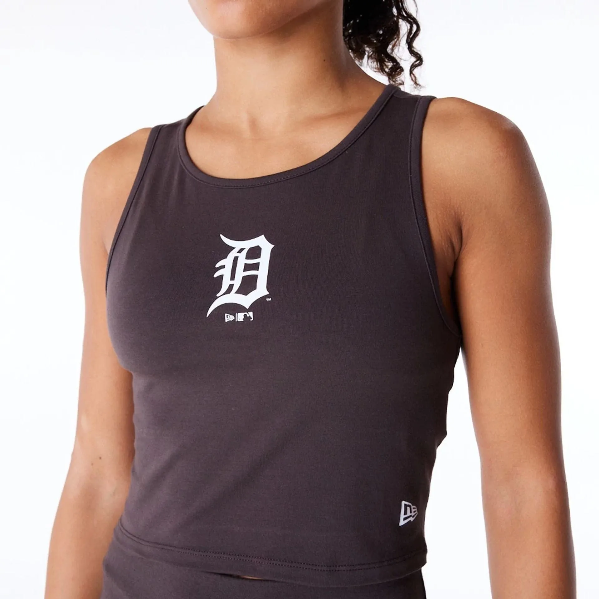 Detroit Tigers Womens MLB League Essential Dark Brown Crop Tank Top NEW ERA