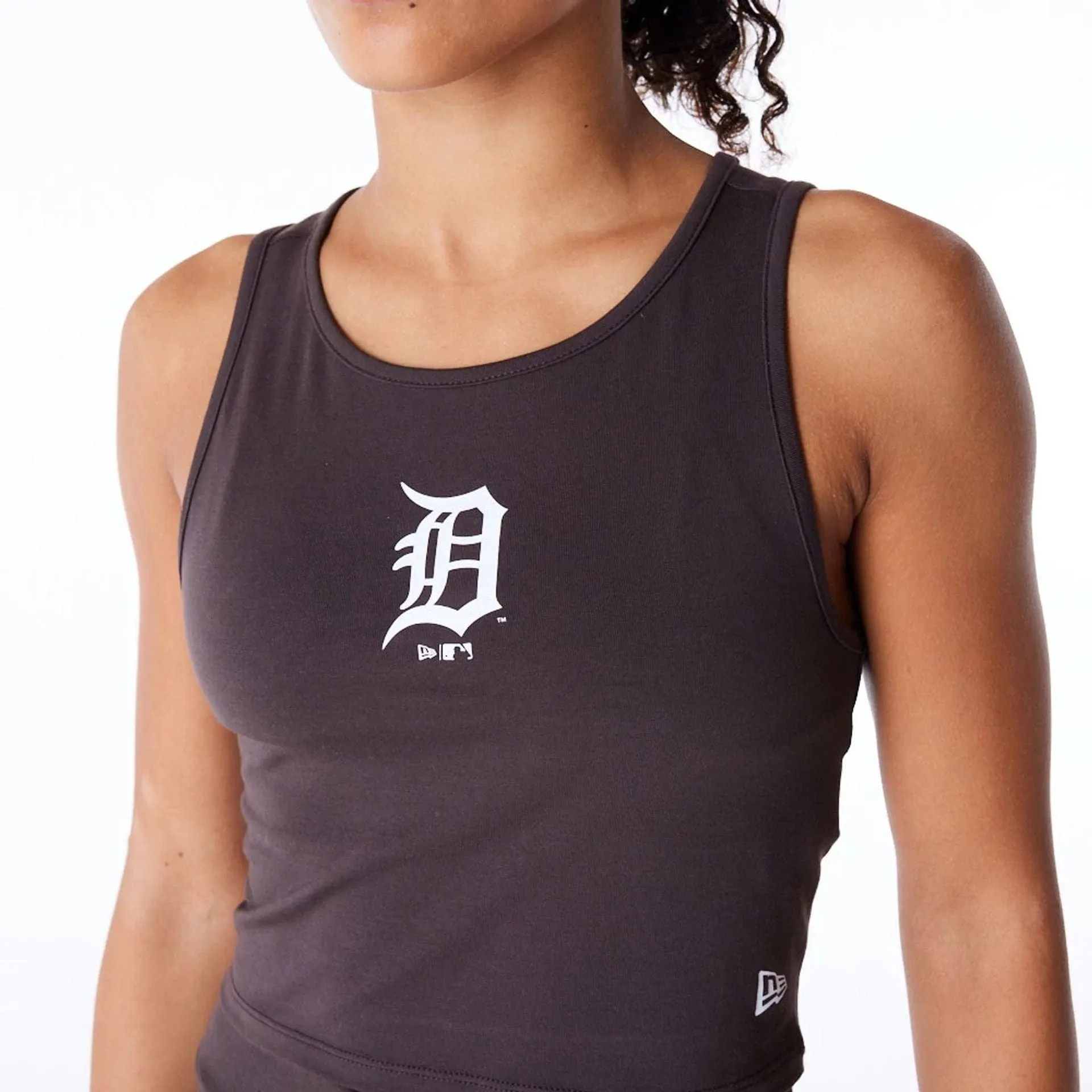 Detroit Tigers Womens MLB League Essential Dark Brown Crop Tank Top NEW ERA