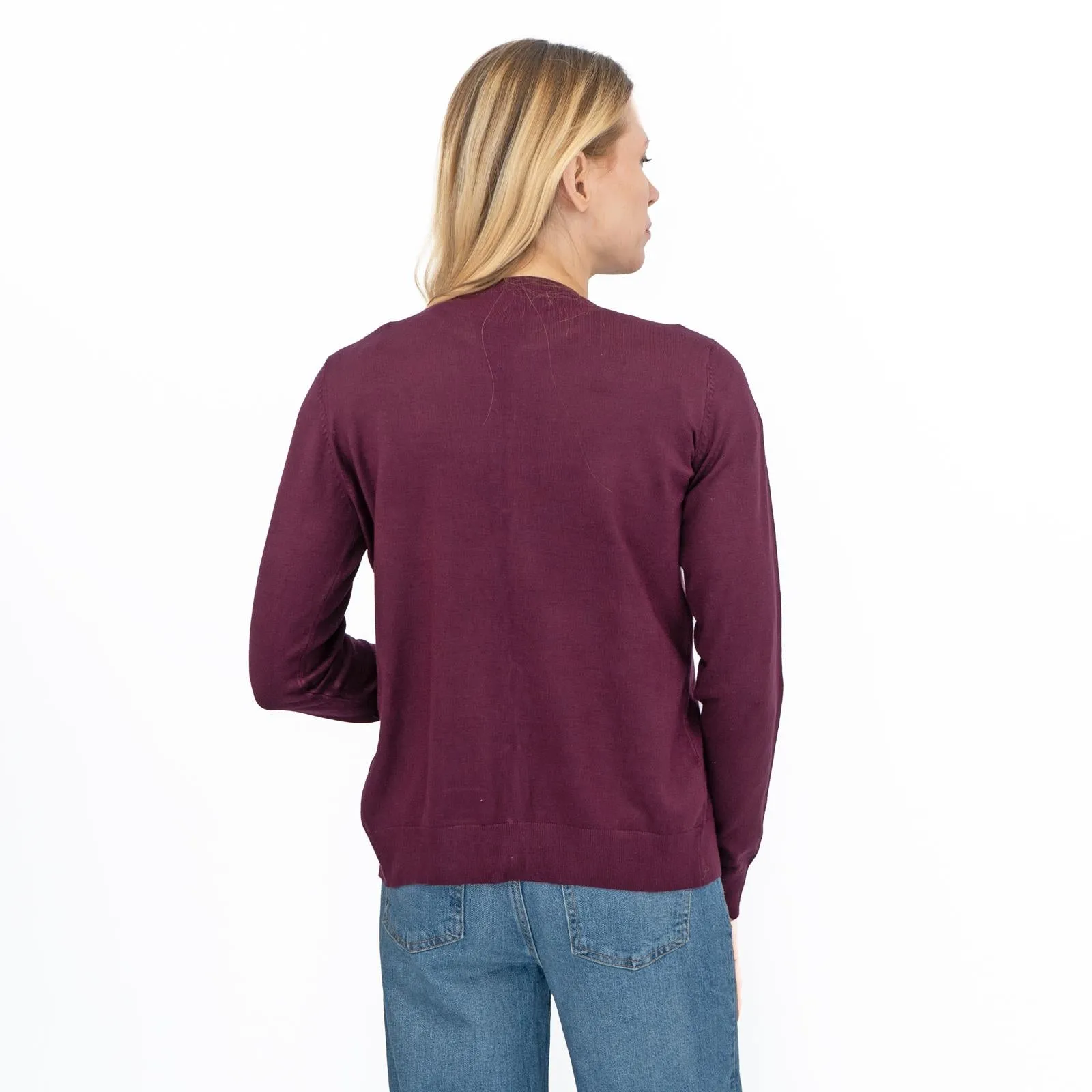 Dorothy Perkins Womens Cardigan Crew Neck Button Up Burgundy