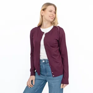 Dorothy Perkins Womens Cardigan Crew Neck Button Up Burgundy