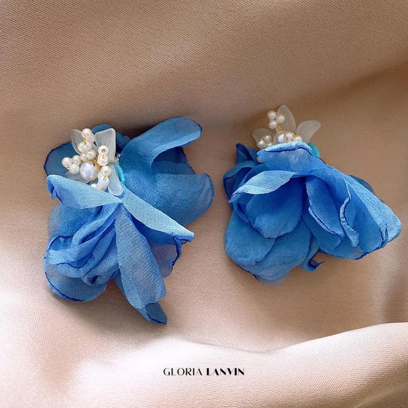 Drew Blue Flower Earrings Gloria Lanvin