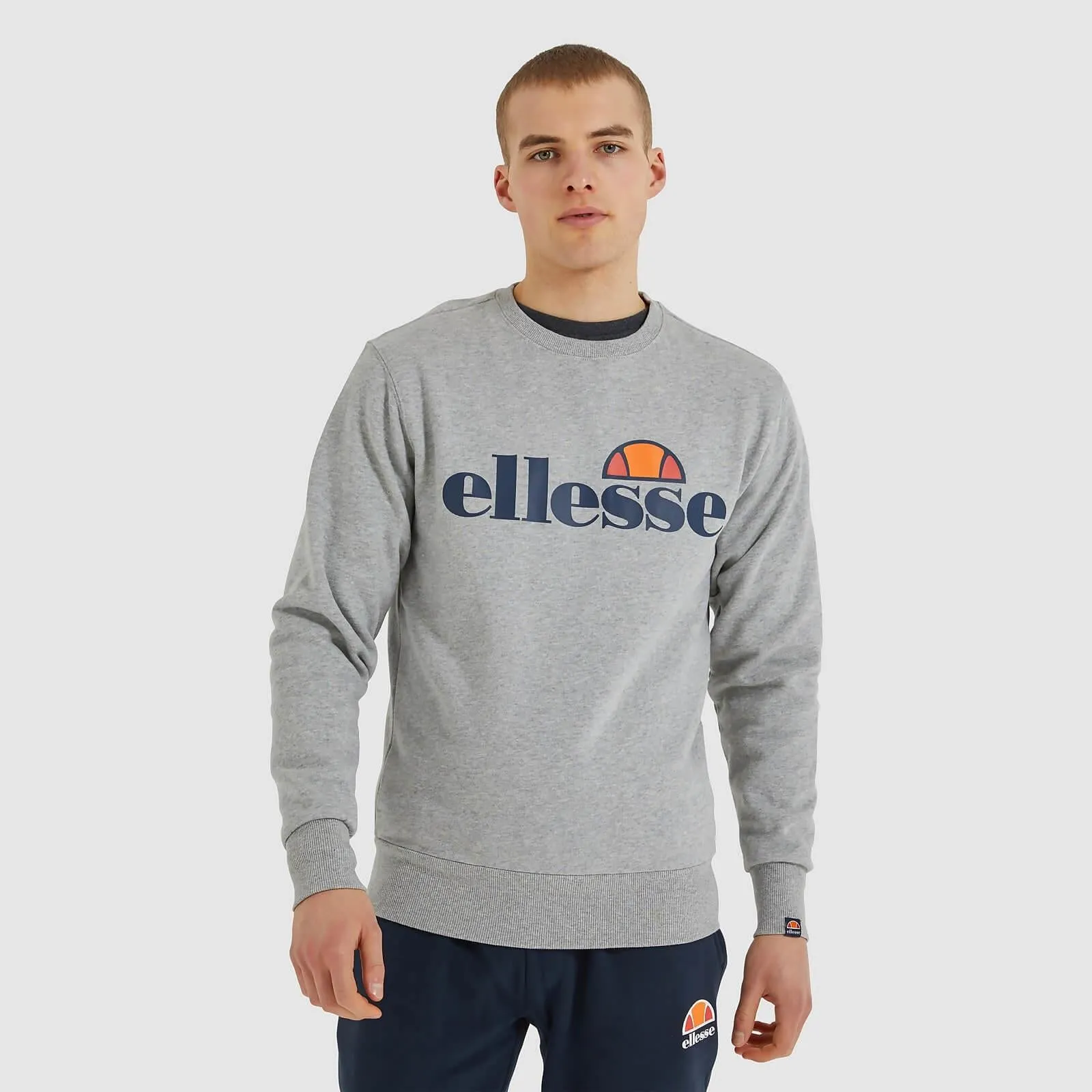 ELLESSE MEN'S SUCCISO GREY MARLE CREW SWEATSHIRT