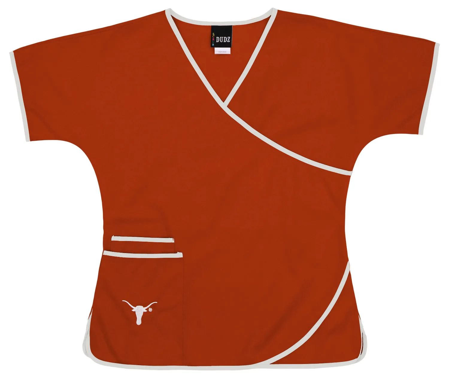 Fabrique Innovations NCAA Womens Texas Longhorns Wrap Scrubs Top
