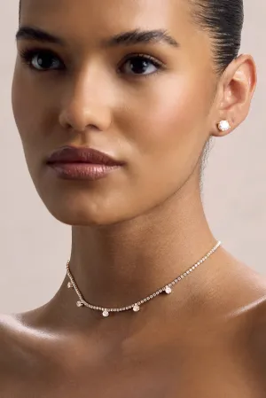 Glittering | Gold Diamante Necklace Club L London