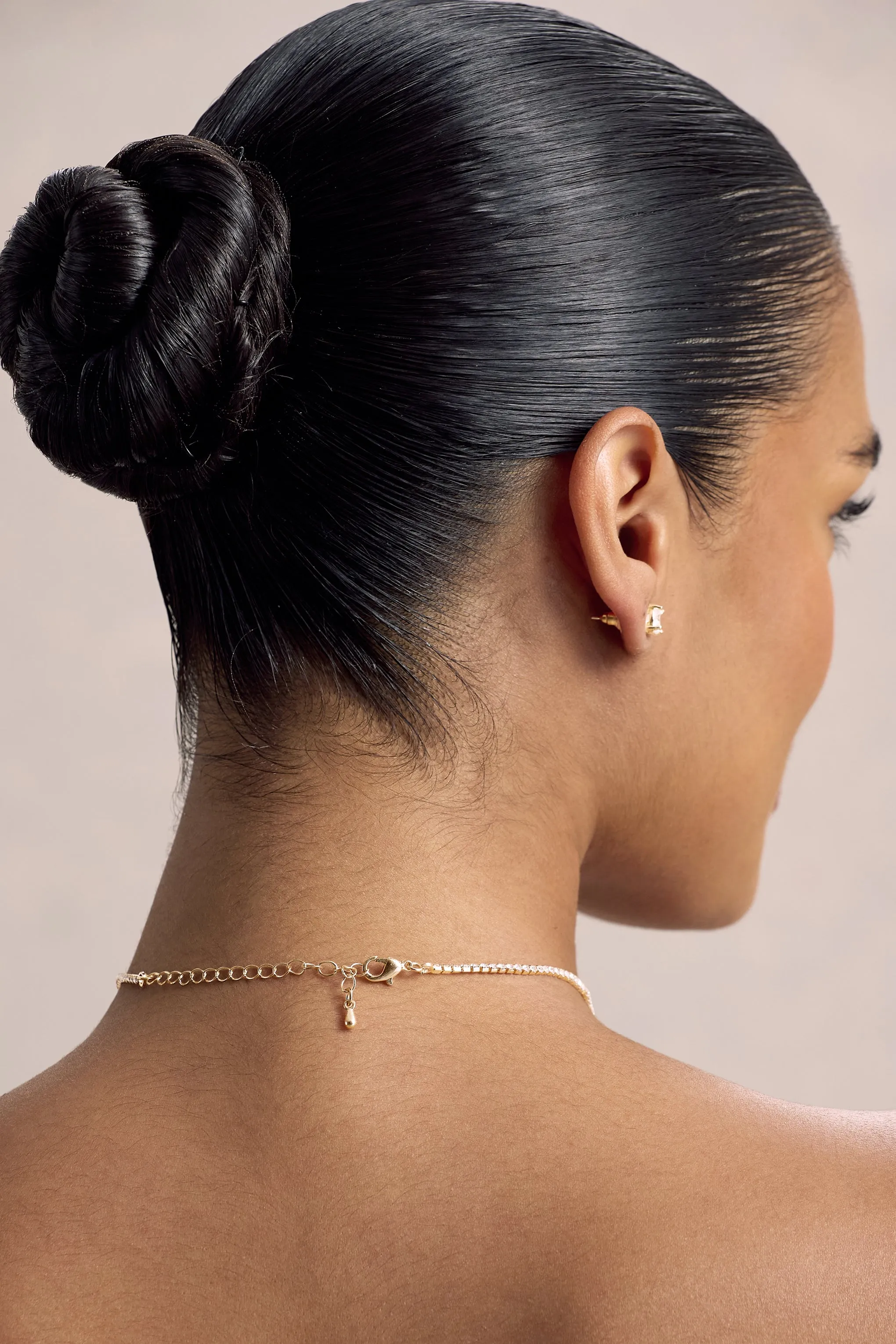 Glittering | Gold Diamante Necklace Club L London