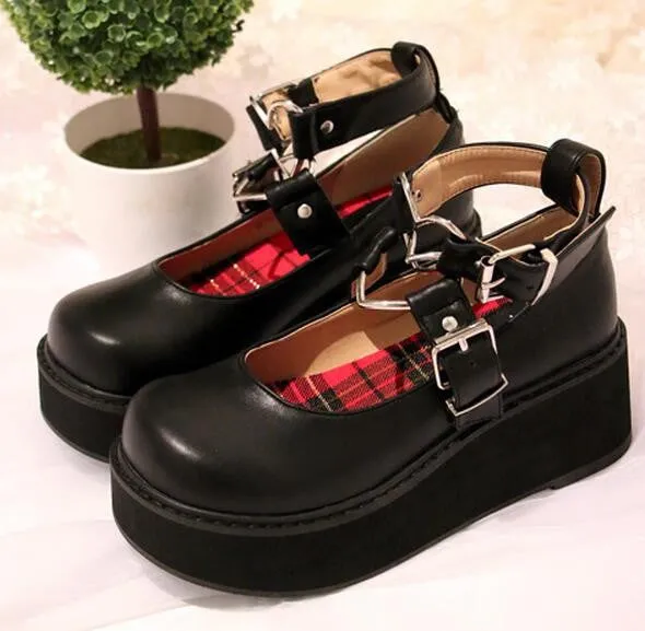 Heart Buckle Wedge Shoes