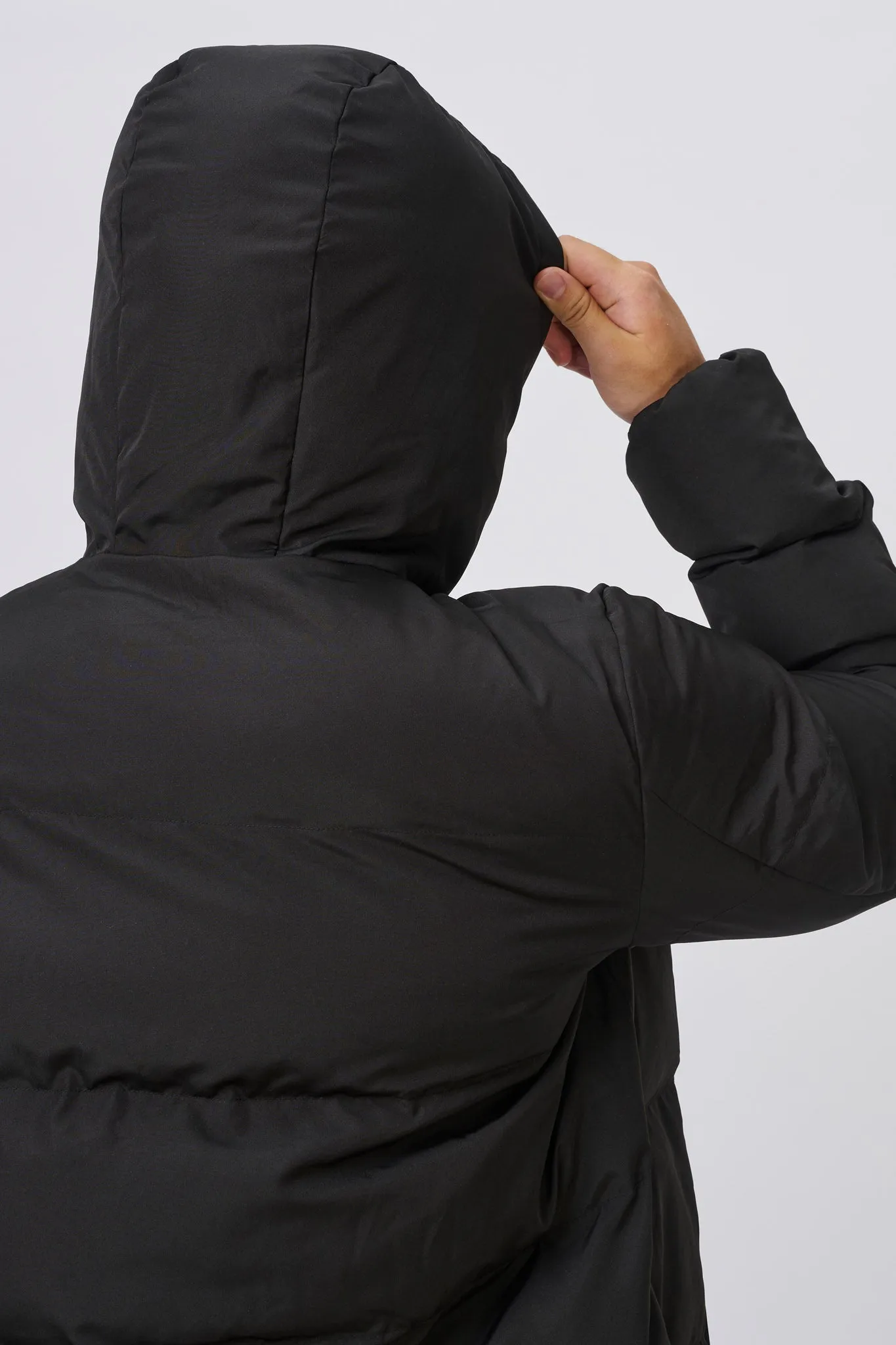 INSPORT MENS HOODED PUFFER JACKET BLACK
