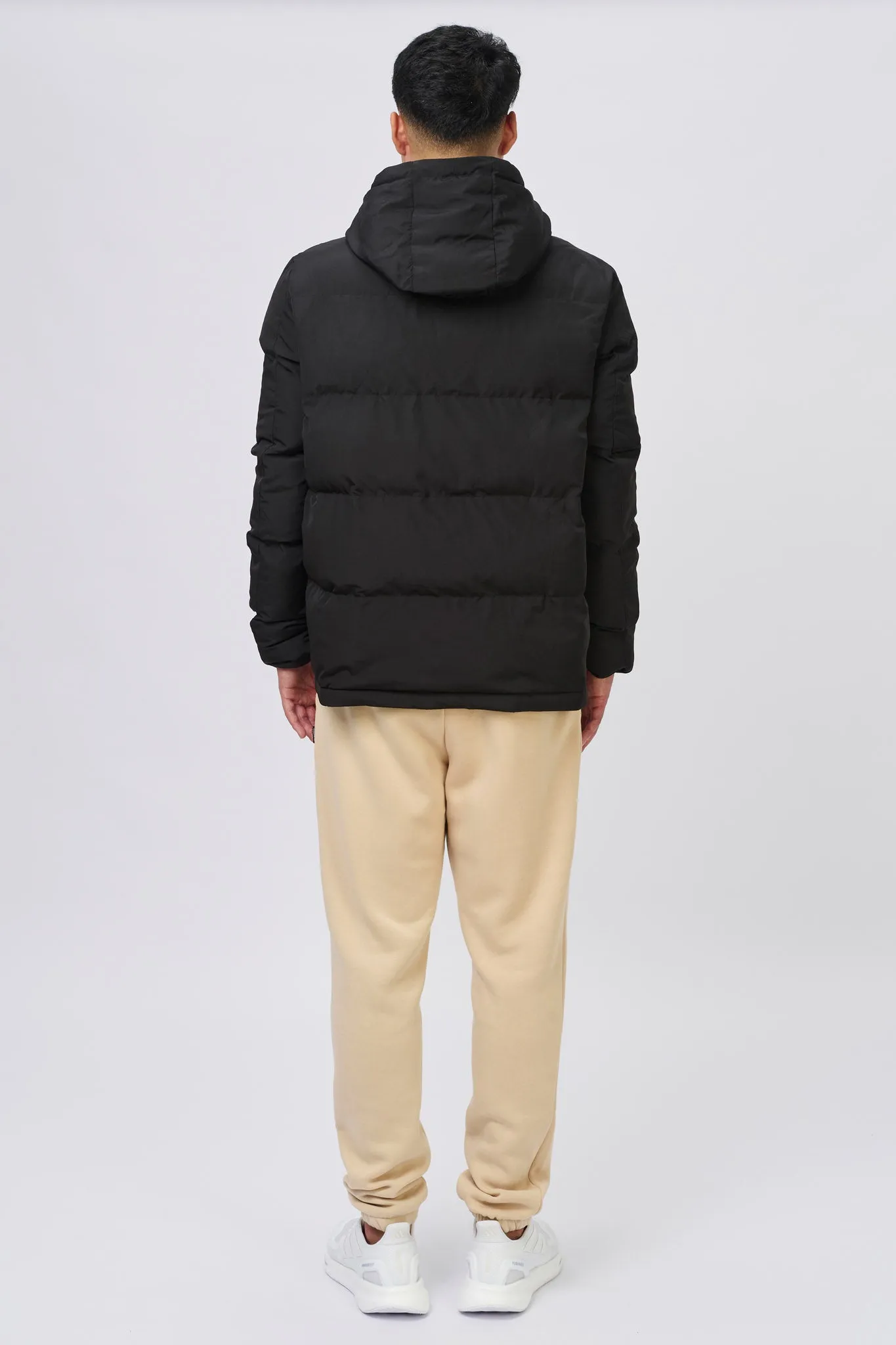 INSPORT MENS HOODED PUFFER JACKET BLACK