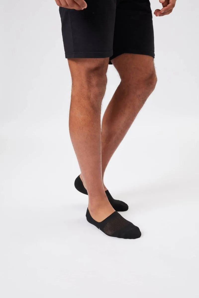 INSPORT UNISEX NO SHOW INVISIBLE 3 PACK BLACK SOCKS