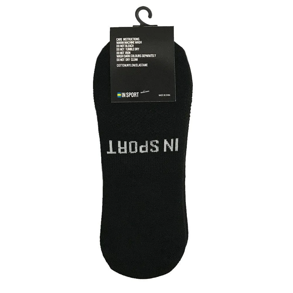 INSPORT UNISEX NO SHOW INVISIBLE 3 PACK BLACK SOCKS