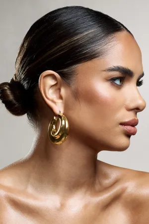 Iowa | Gold Chunky Statement Hoop Earrings Club L London