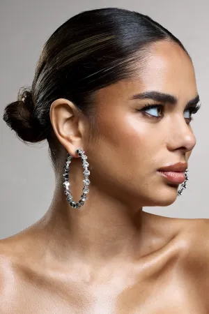 Isobel | Silver Diamante Hoop Earrings Club L London