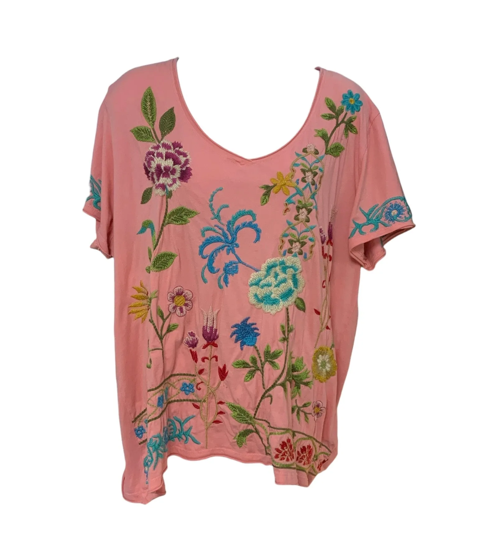 Johnny Was Womens Pink Shirt L