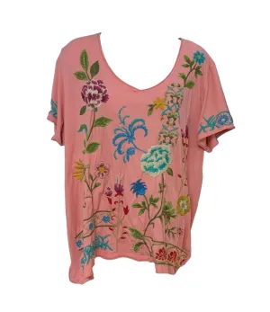 Johnny Was Womens Pink Shirt L