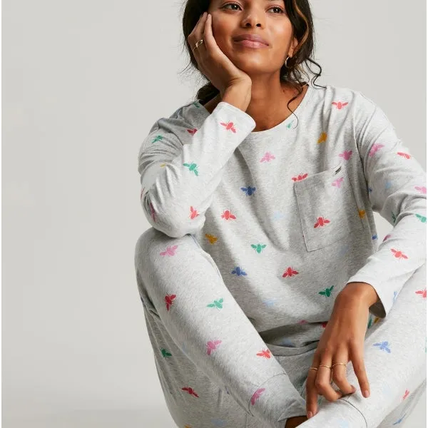 Joules DREAMLEY Womens Cotton Nightwear Grey Multi Bee