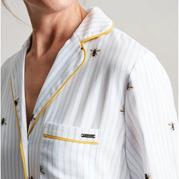 Joules LEILA LIGHT Womens Cotton Nightwear Blue Bee Stripe