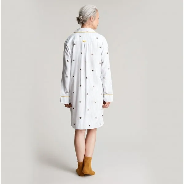 Joules LEILA LIGHT Womens Cotton Nightwear Blue Bee Stripe