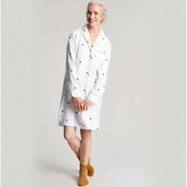 Joules LEILA LIGHT Womens Cotton Nightwear Blue Bee Stripe