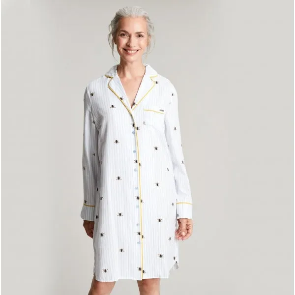 Joules LEILA LIGHT Womens Cotton Nightwear Blue Bee Stripe