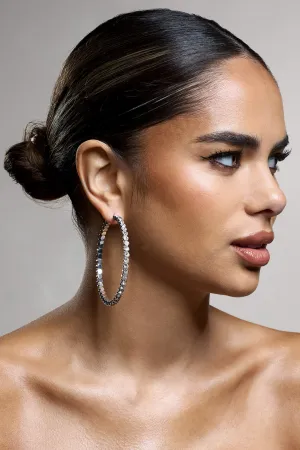 Jude | Silver Diamante Large Hoop Earrings Club L London