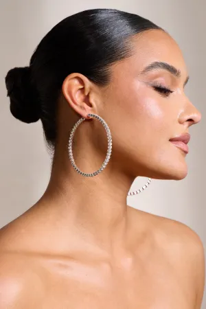 Julia | Silver Diamante Hoop Earrings Club L London