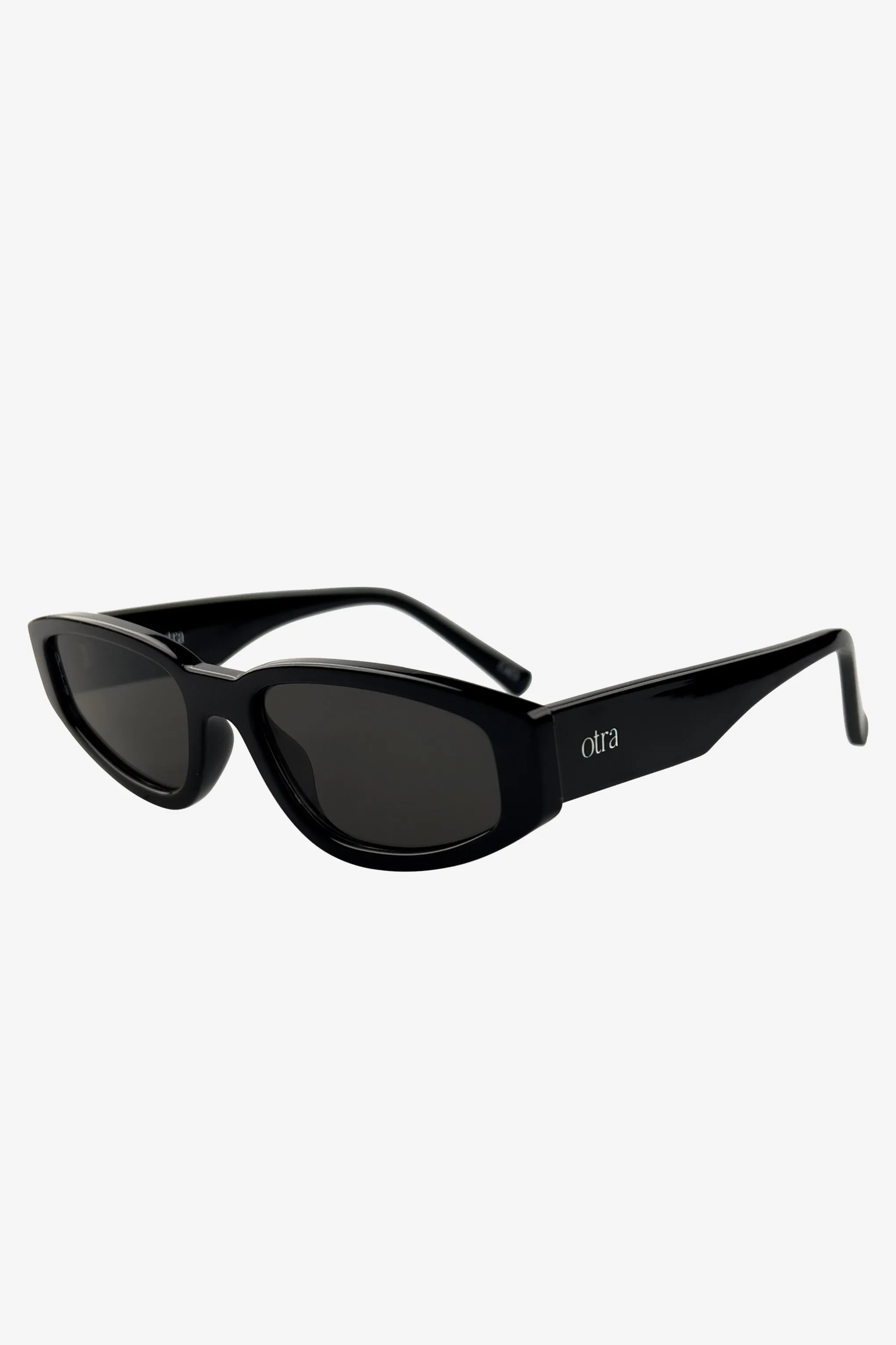 Kai | Otra Black Thin Rectangular Sunglasses Club L London