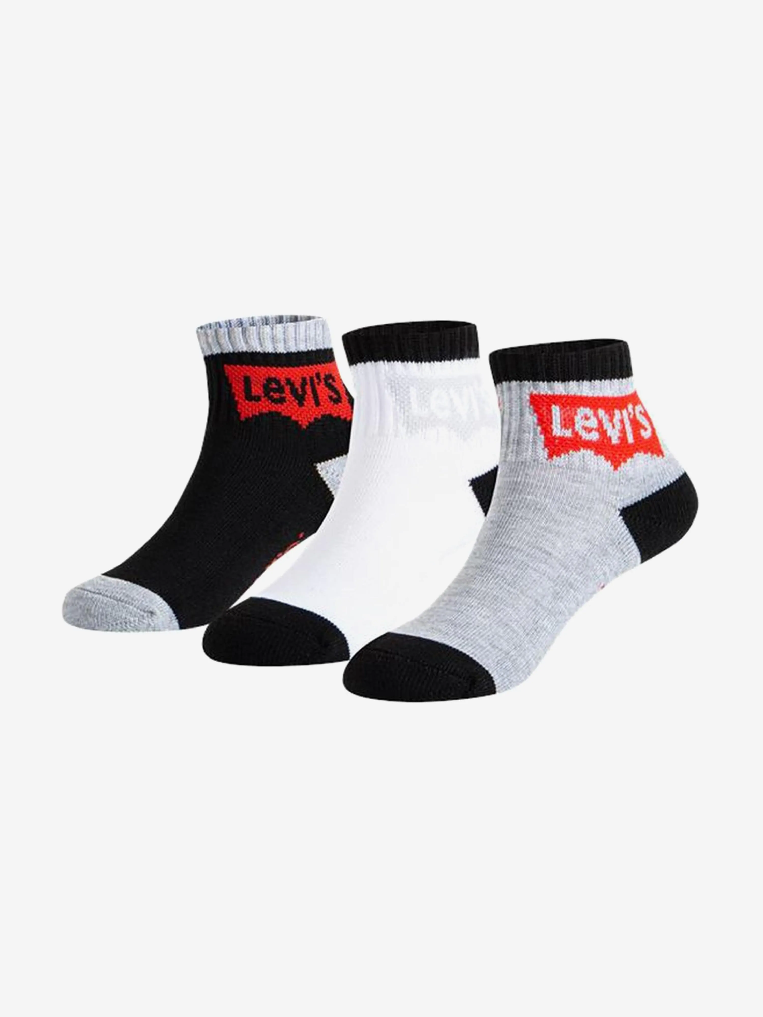 Kids Batwing Mid Cut 3 Pack Socks Set in Black