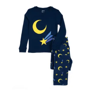 Kids Cotton Top and Fleece Pants Pajamas Moon