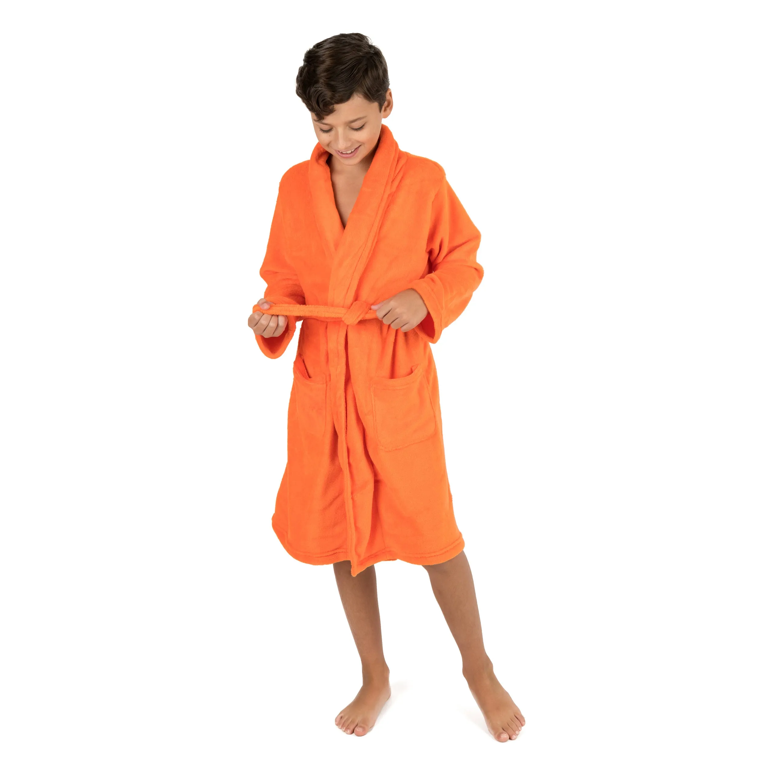 Kids Fleece Hooded Robe Classic Solid Color