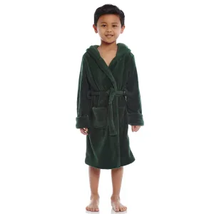 Kids Fleece Hooded Robe Classic Solid Color