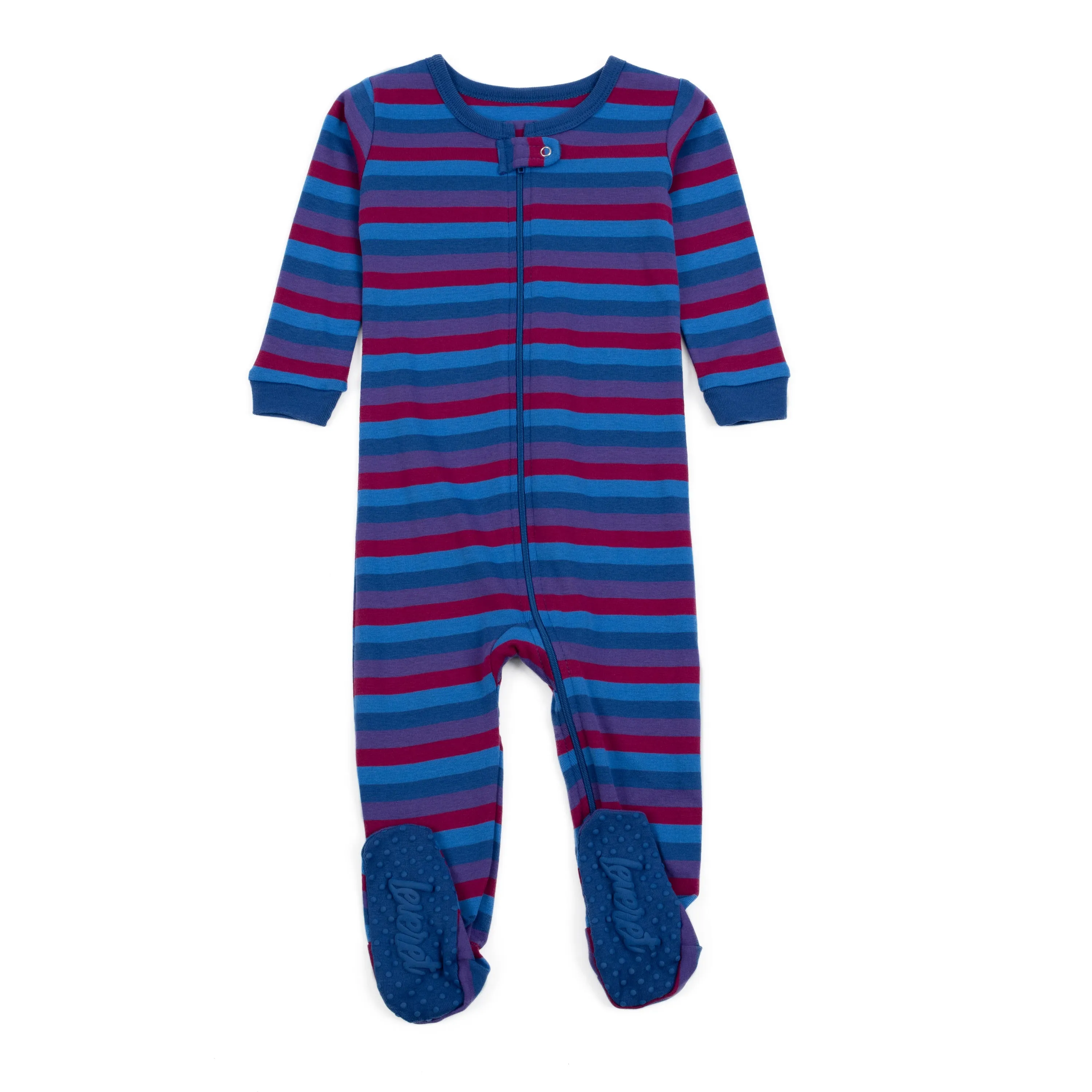 Kids Footed Cotton Pajamas Girls Striped