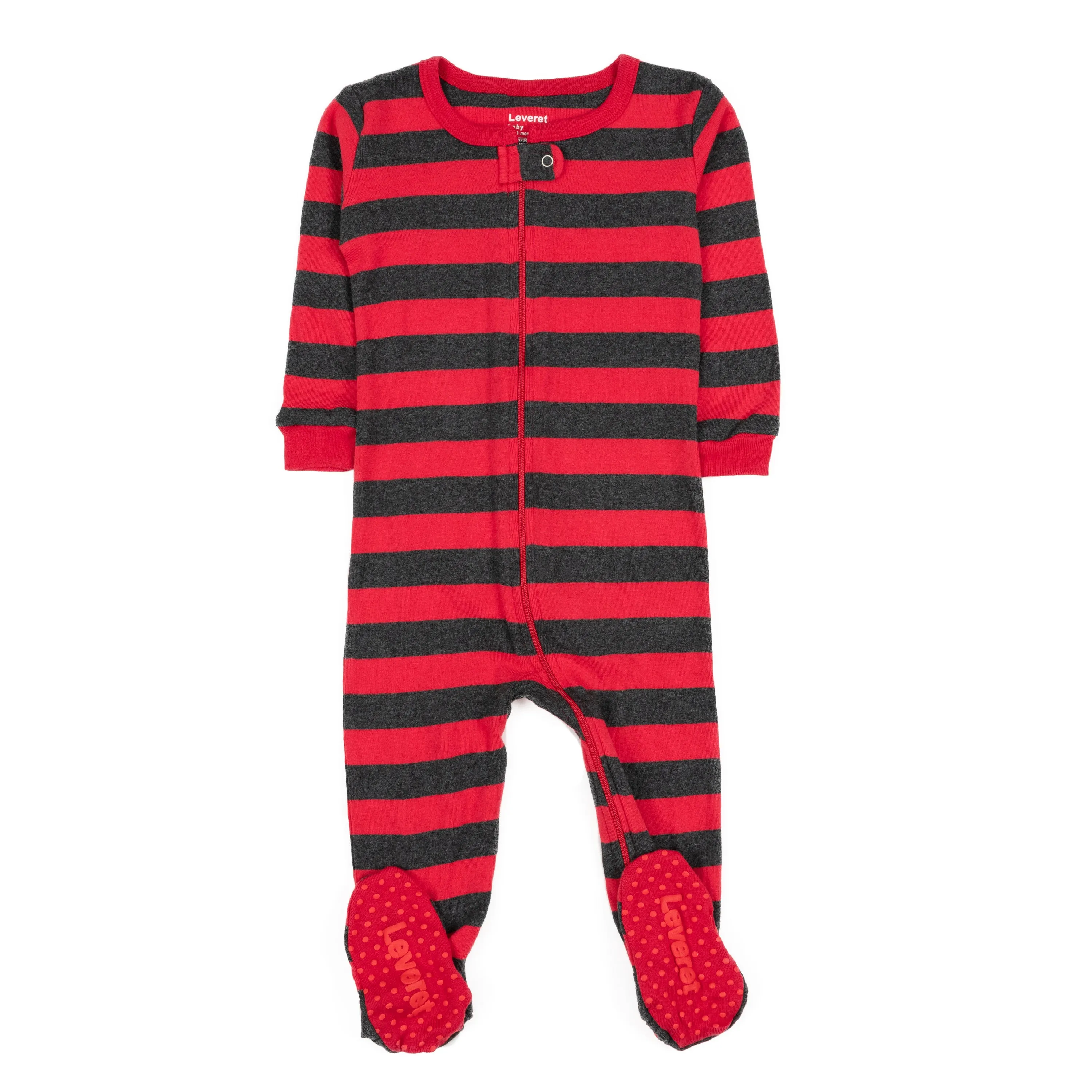 Kids Footed Cotton Pajamas Girls Striped