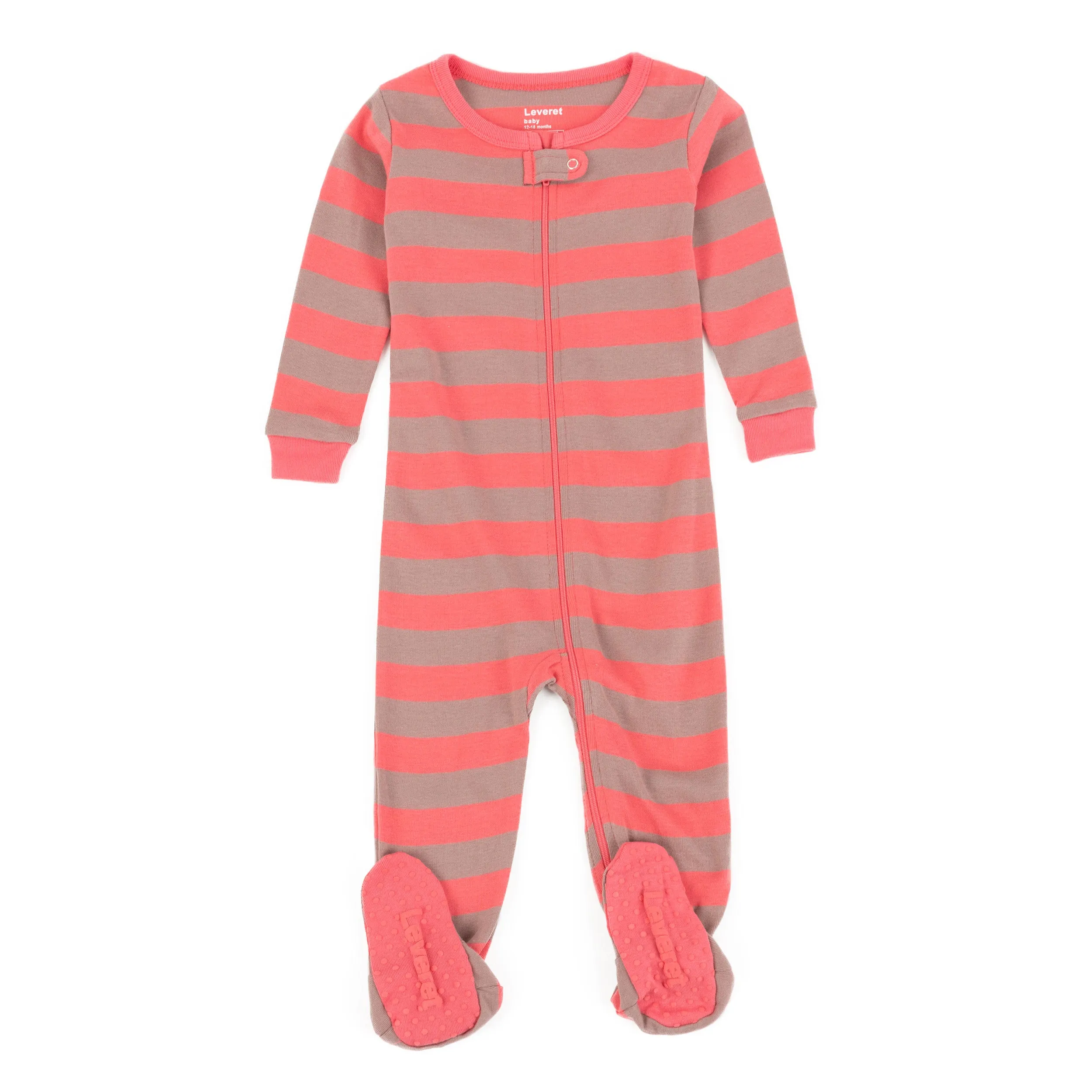 Kids Footed Cotton Pajamas Girls Striped