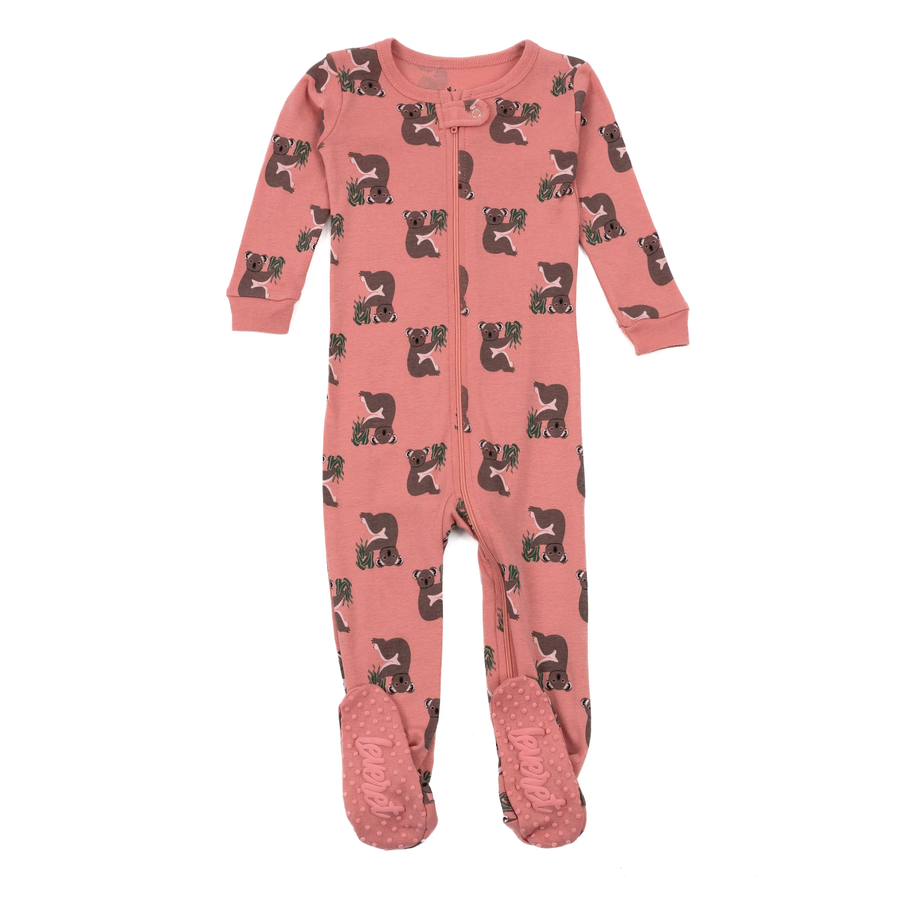 Kids Footed Cotton Pajamas Koala Pink