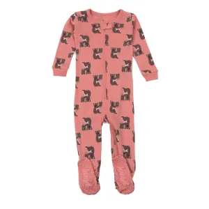 Kids Footed Cotton Pajamas Koala Pink